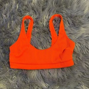 neon orange scoop neck bathing suit top